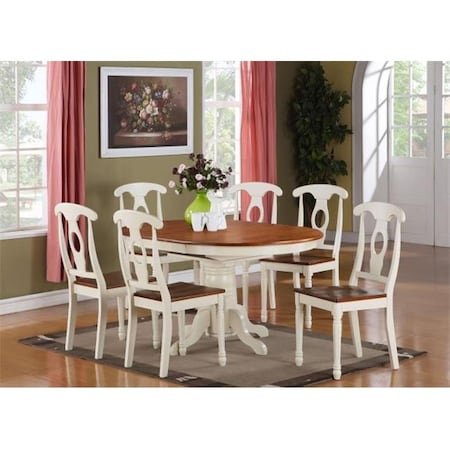 East West Furniture East West Furniture KENL7-WHI-W 7 Piece Dining Room Set For 6-Oval Dining Table and 6 Dining Chairs KENL7-WHI-W